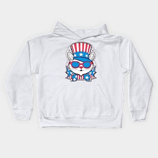 Adorable Cat with Patriotic Style Kids Hoodie